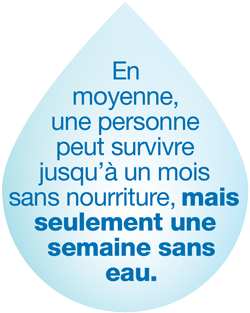 En moyenne, une personne peut survivre jusqu'� un mois sans nourriture, mais seulement une semaine sans eau.